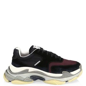 Balenciaga Triple S Suede Noir Bordeaux